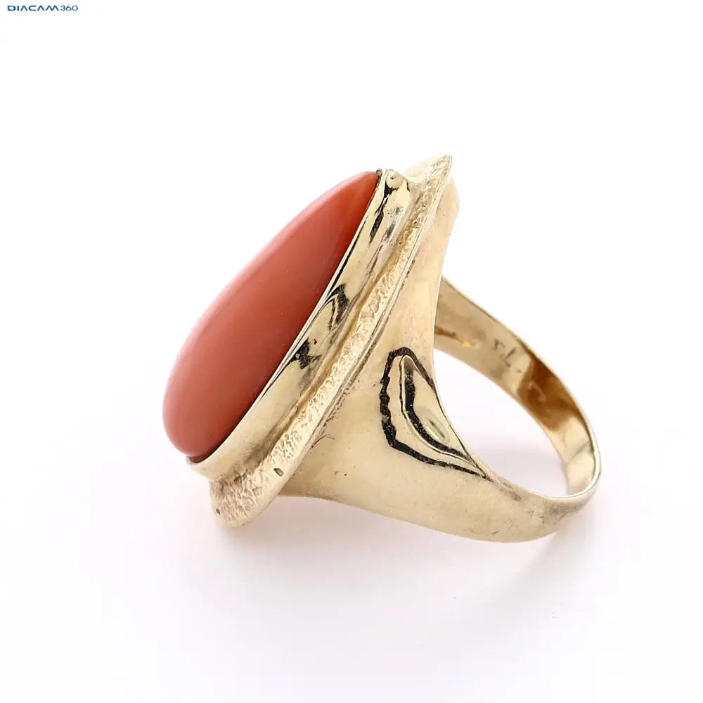 585er Goldring mit Koralle - Schmuck