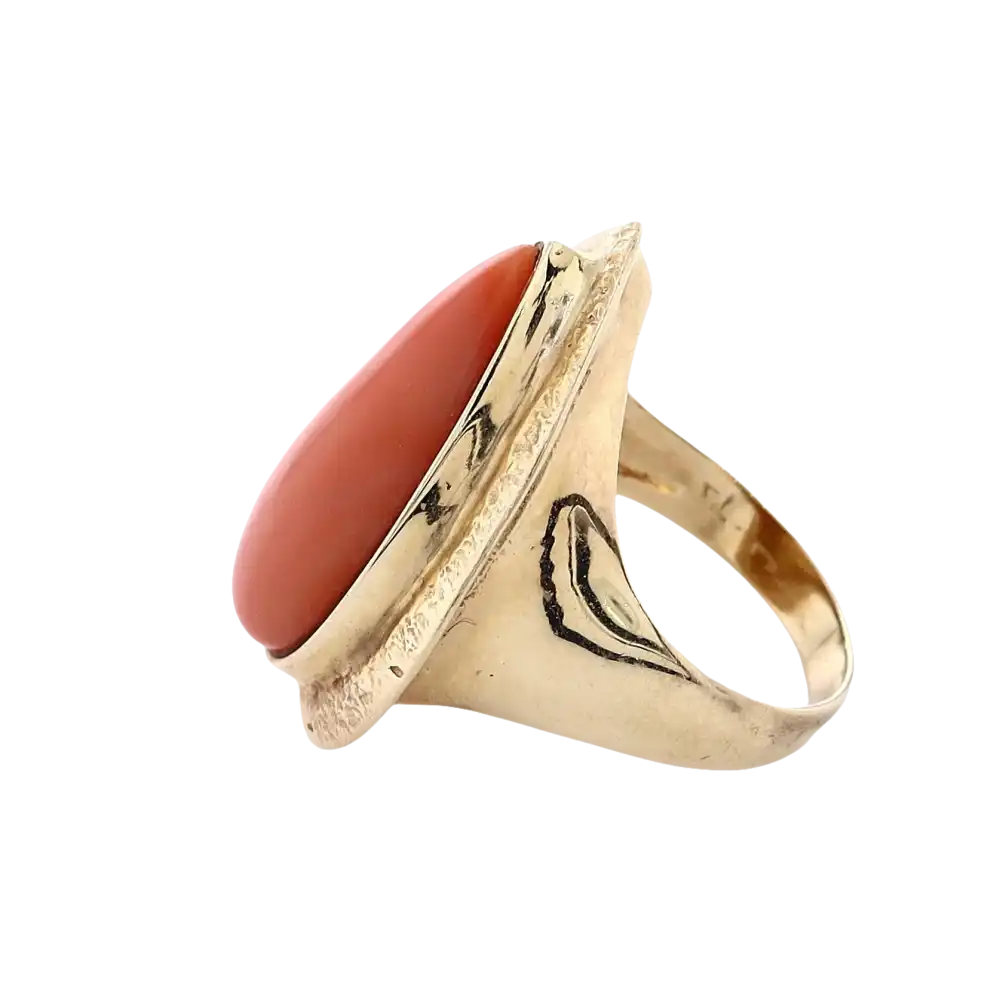 585er Goldring mit Koralle - Schmuck