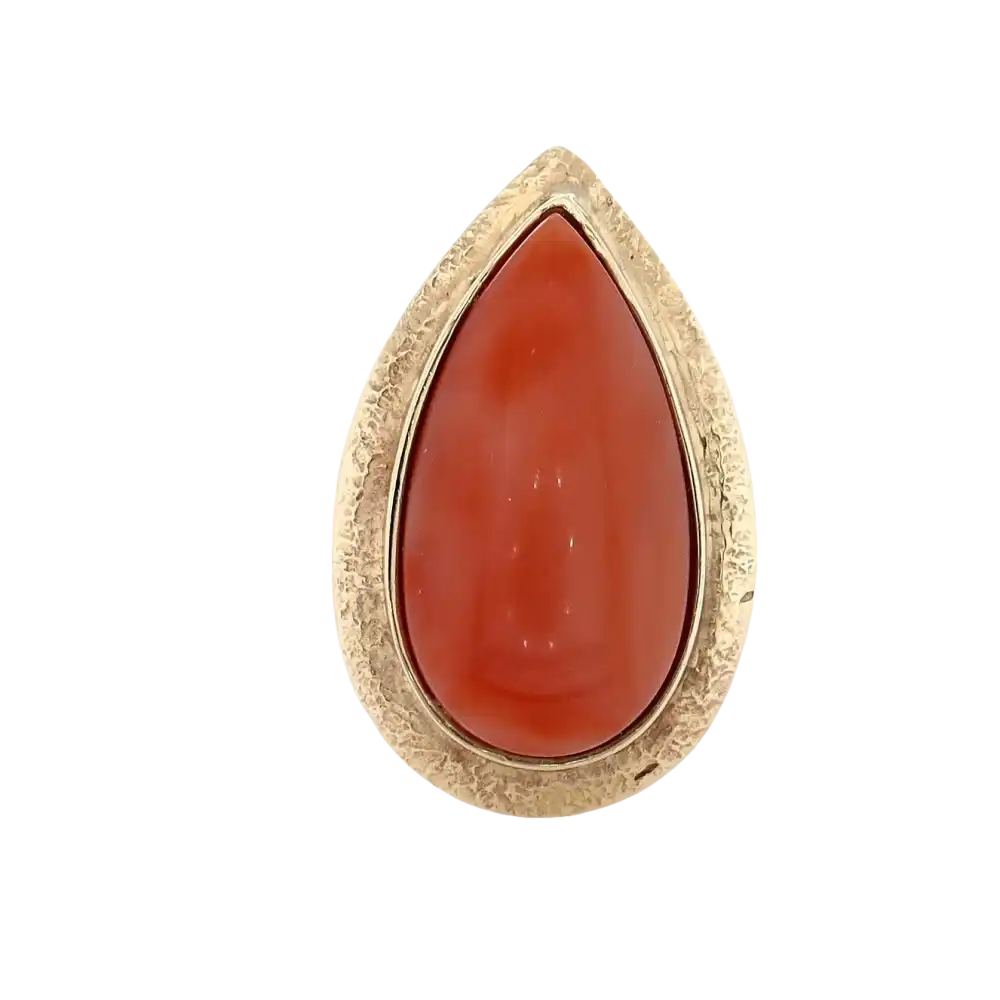585er Goldring mit Koralle - Schmuck