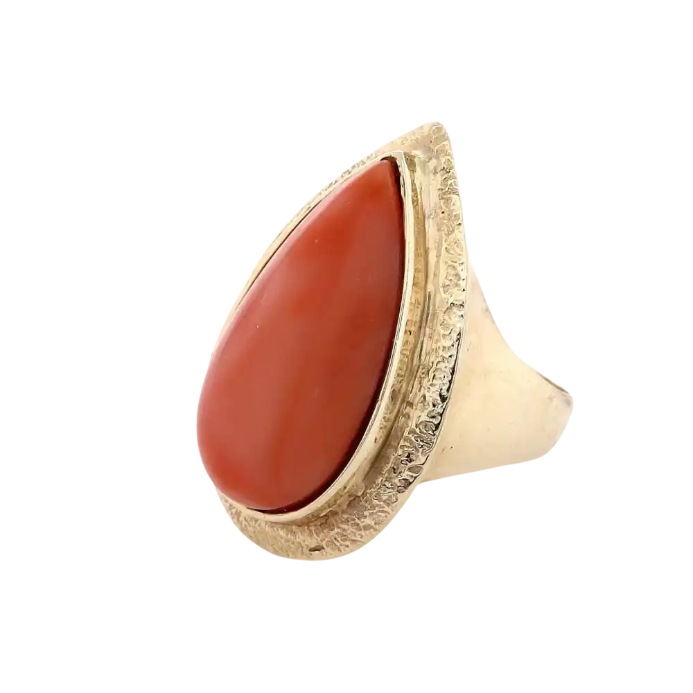 585er Goldring mit Koralle - Schmuck