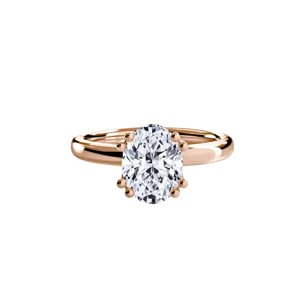 Solitaire ring 5 - 14K Rose Gold / Oval - setting