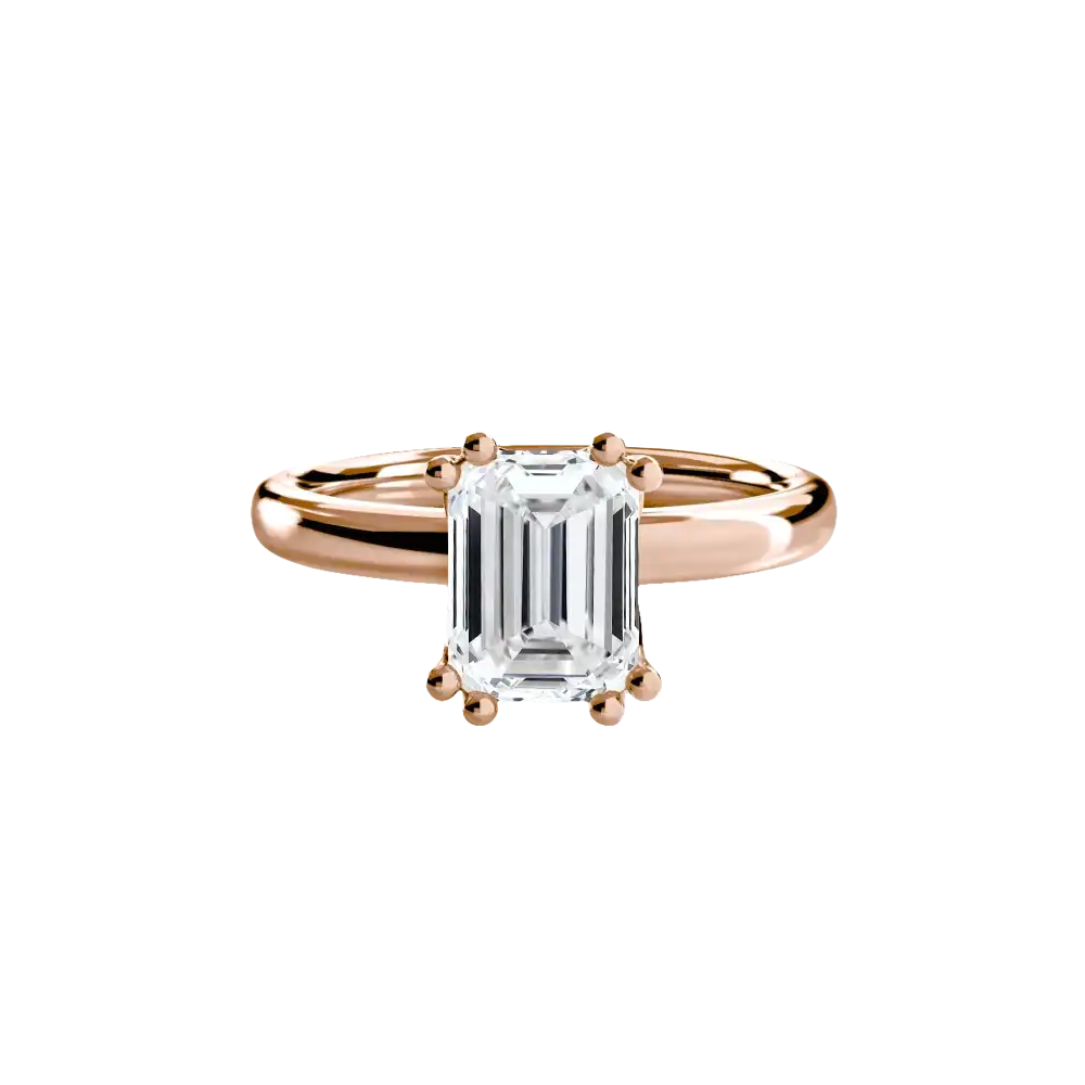 Solitaire ring 5 - 14K Rose Gold / Emerald - setting