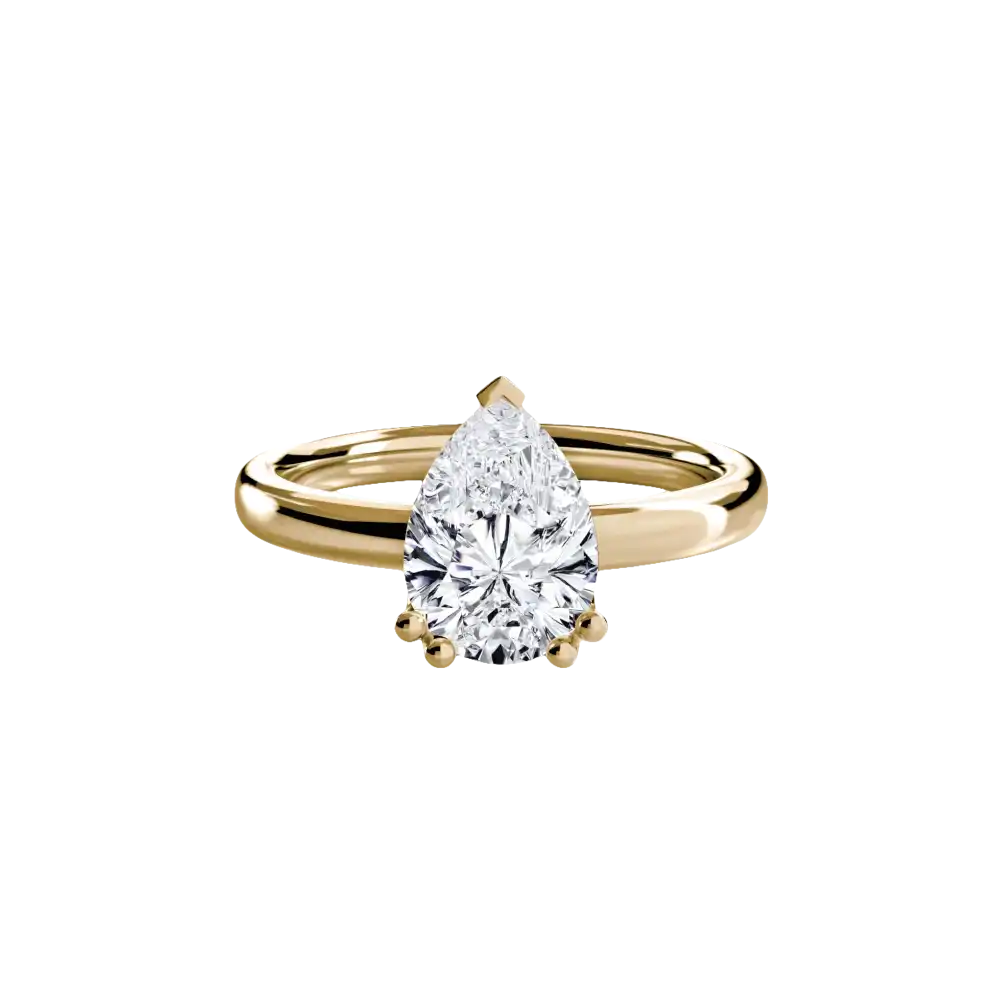 Solitaire ring 5 - 14K Yellow Gold / Pear - setting