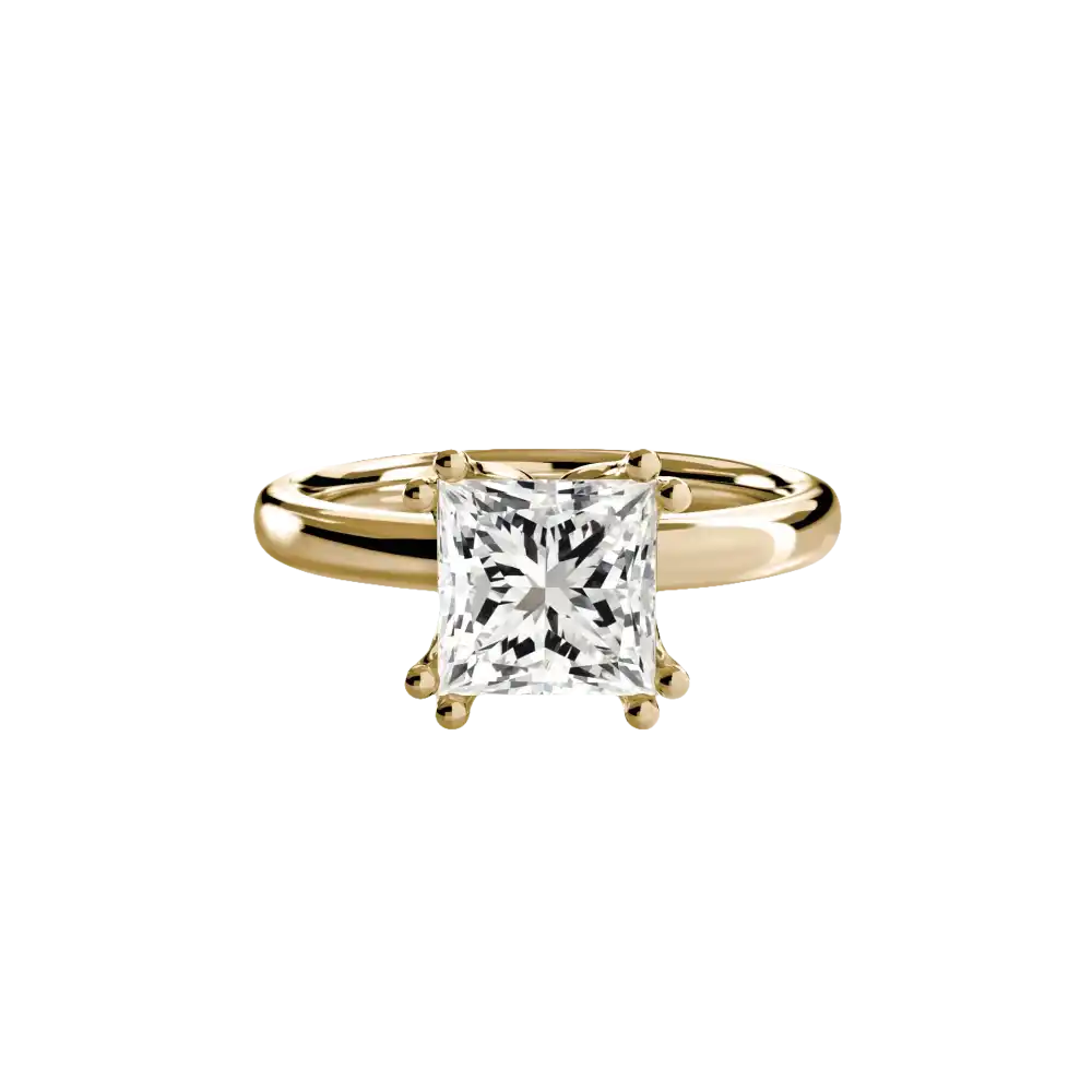 Solitaire ring 5 - 14K Yellow Gold / Princess - setting