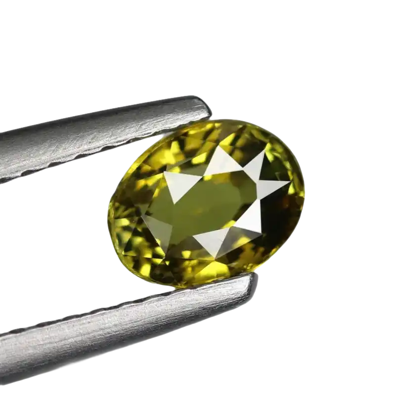 Oval-Cut gelb-grüner Chrysoberyll Schmuck mit Zange, hochwertige Edelsteine