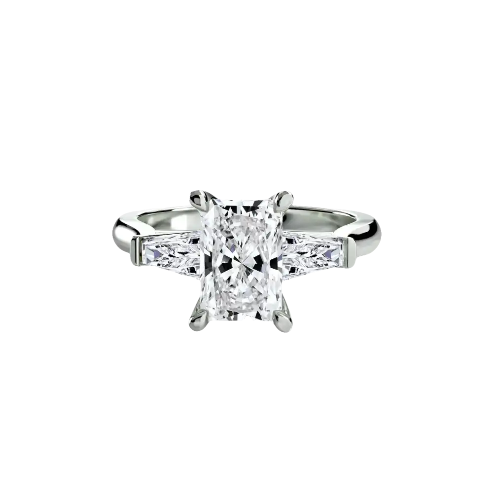 Three-Stone Ring (Baguette Side Stones) 2 - setting