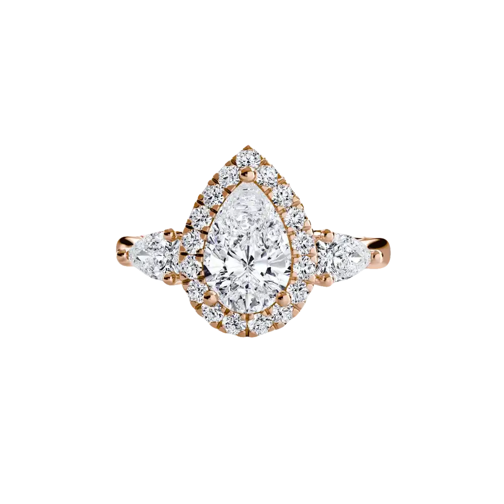 Three-Stone Ring with Halo - setting