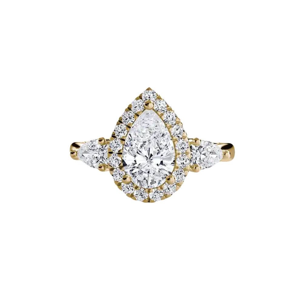 Three-Stone Ring with Halo - setting