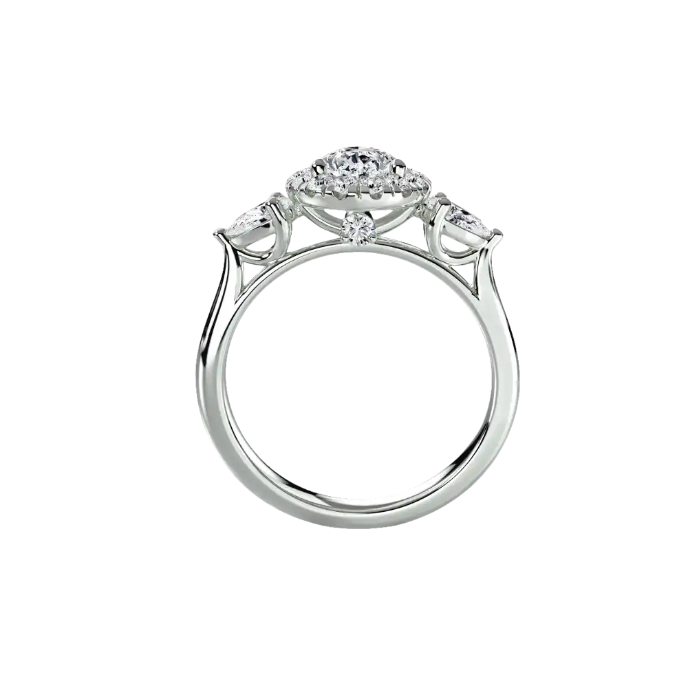 Three-Stone Ring with Halo - setting