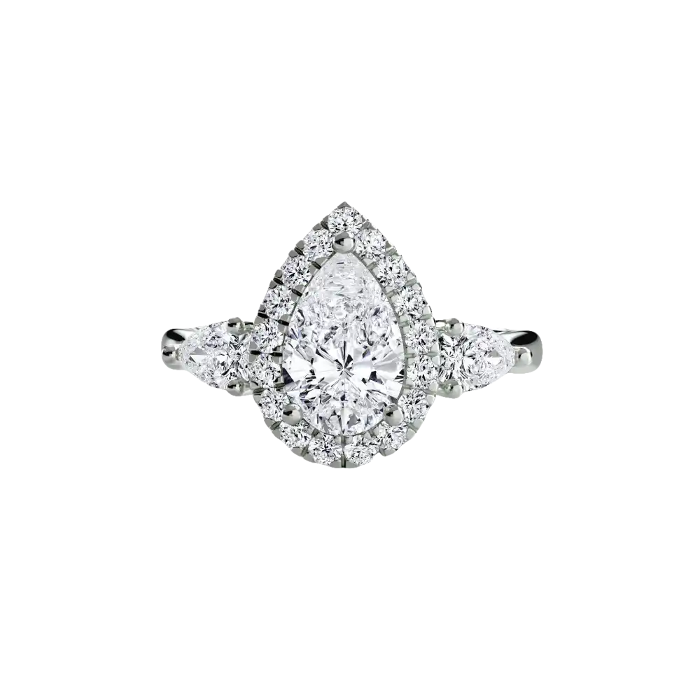 Three-Stone Ring with Halo - setting