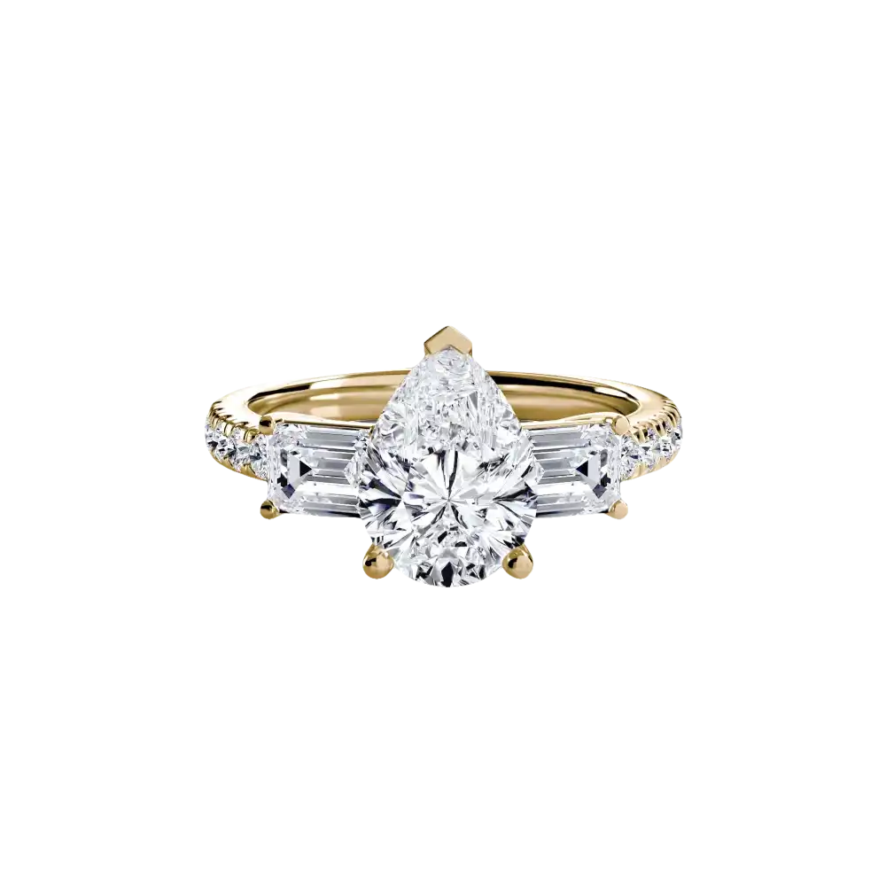 Three-Stone Ring with Pavé Band 4 - setting