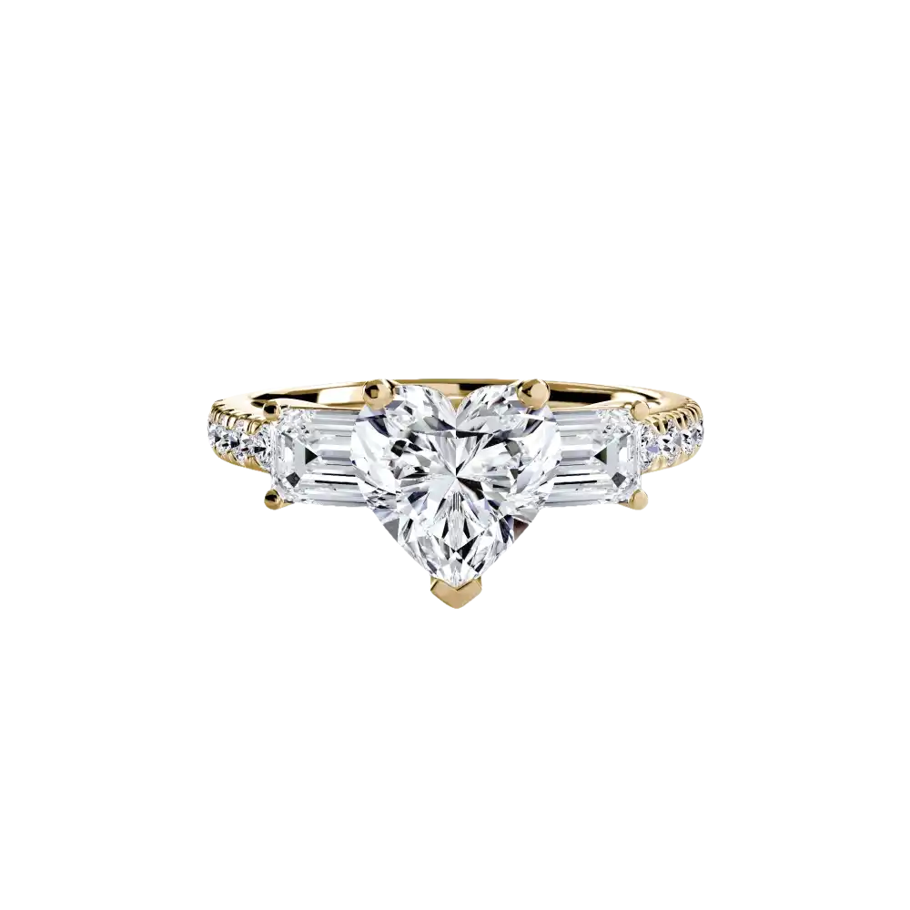 Three-Stone Ring with Pavé Band 4 - setting