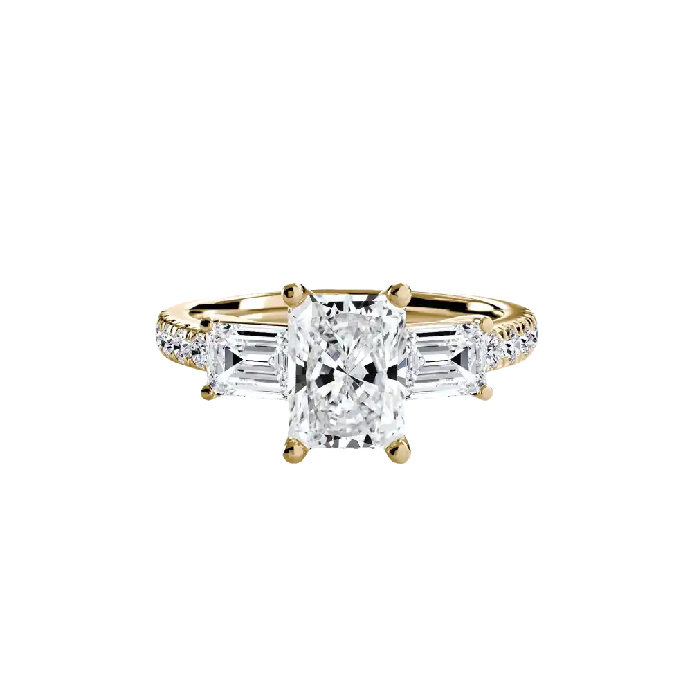 Three-Stone Ring with Pavé Band 4 - setting