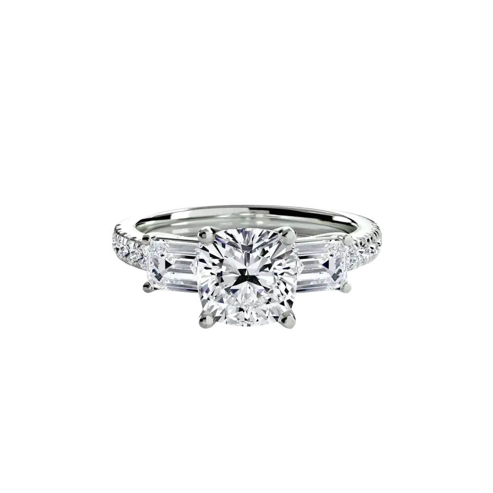 Three-Stone Ring with Pavé Band 4 - setting