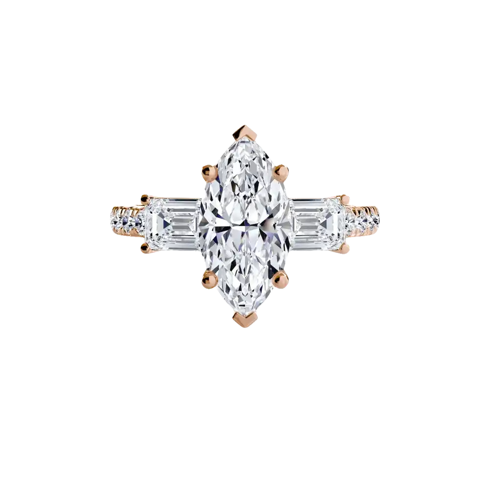 Three-Stone Ring with Pavé Band 4 - setting