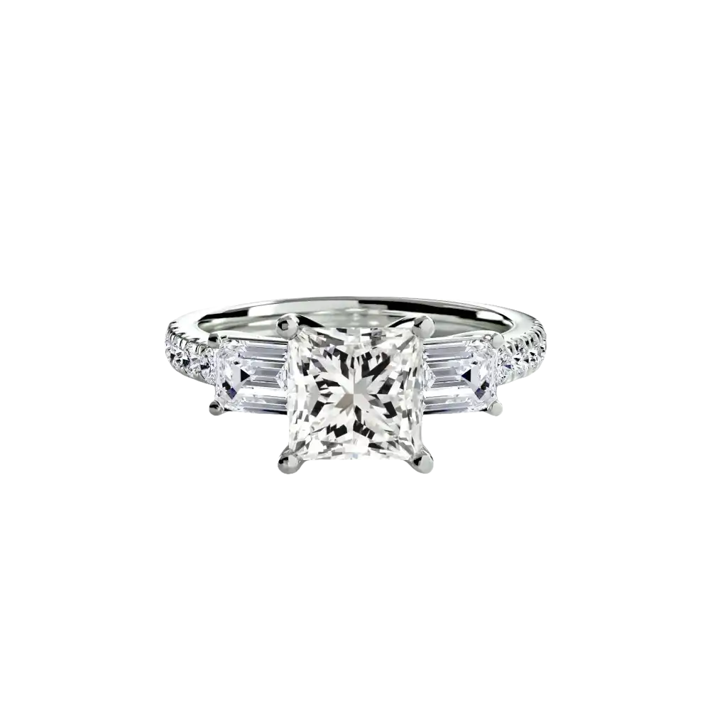 Three-Stone Ring with Pavé Band 4 - setting