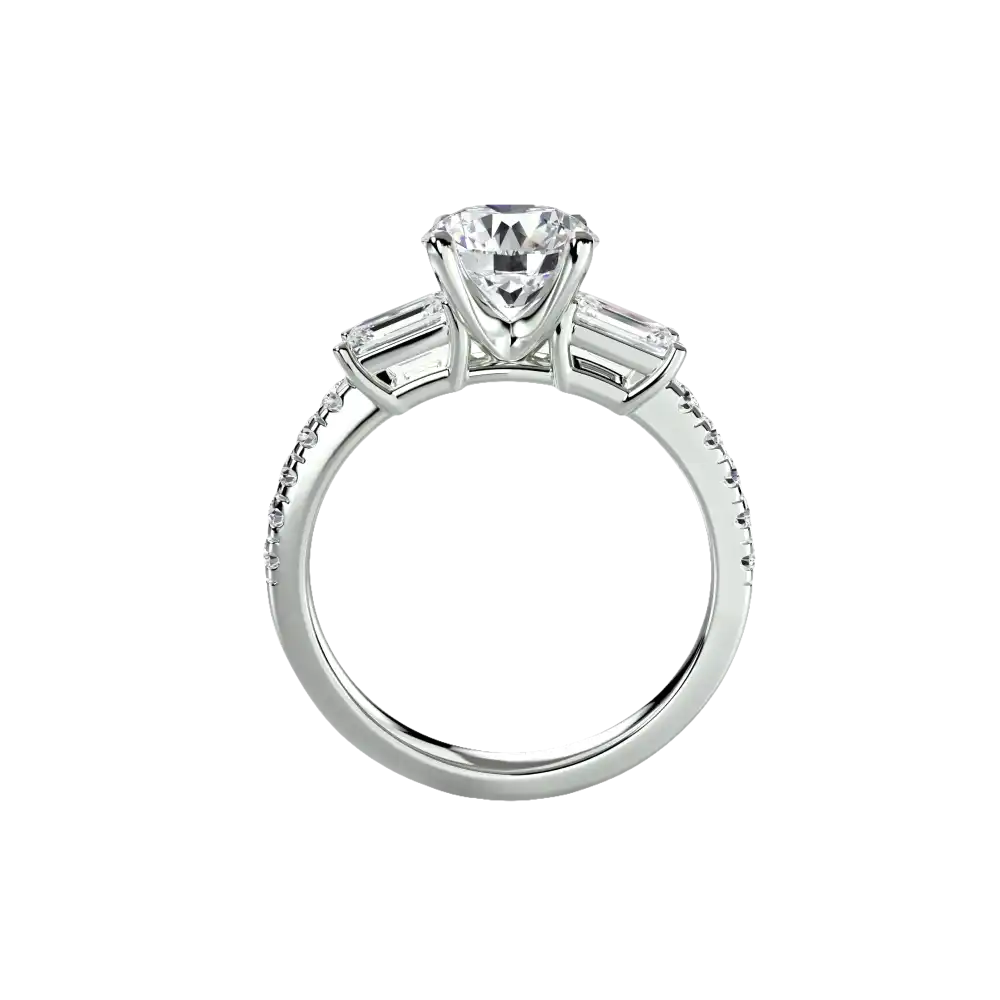 Three-Stone Ring with Pavé Band 4 - setting