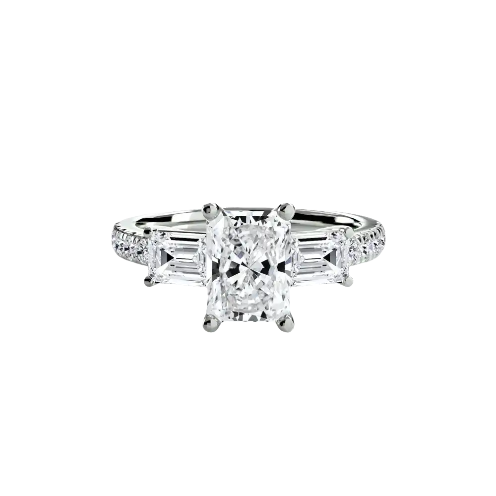 Three-Stone Ring with Pavé Band 4 - setting