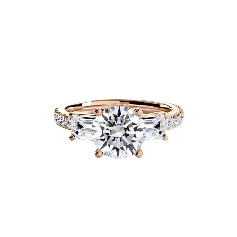 Three-Stone Ring with Pavé Band 4 - setting