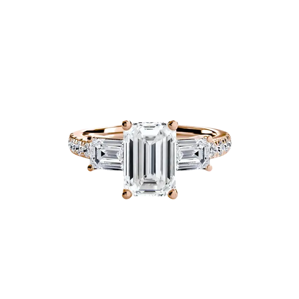 Three-Stone Ring with Pavé Band 4 - setting