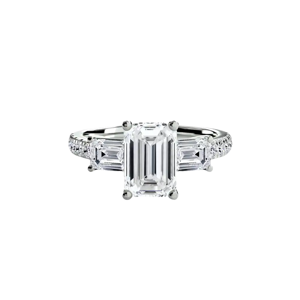 Three-Stone Ring with Pavé Band 4 - setting