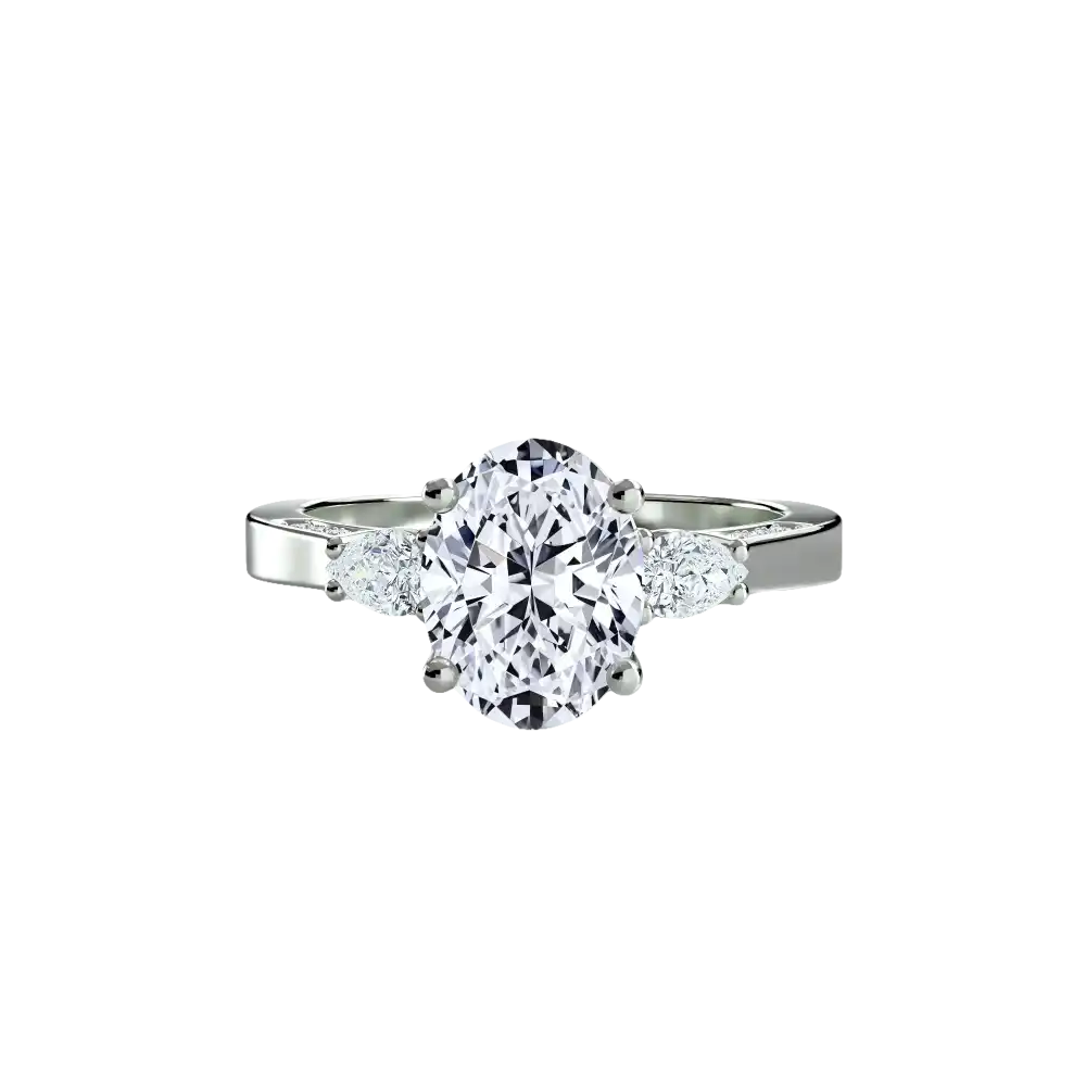 Three Stone with Pavé Shoulders - setting
