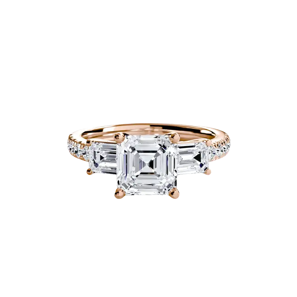 Three-Stone Ring with Pavé Band 4 - setting