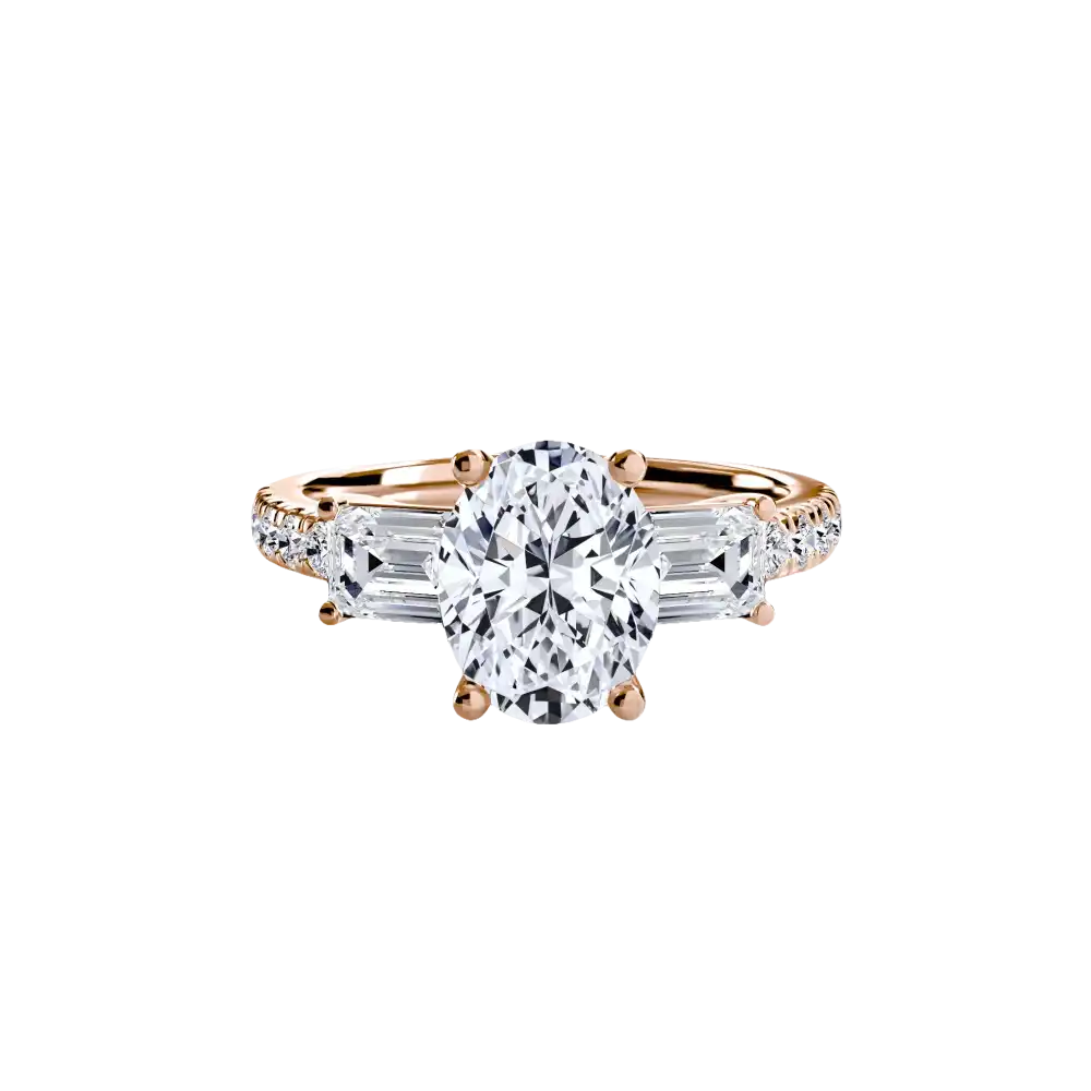 Three-Stone Ring with Pavé Band 4 - setting