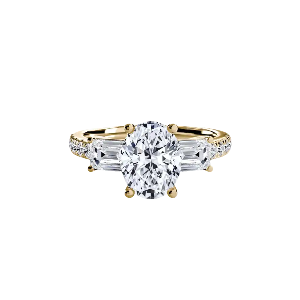 Three-Stone Ring with Pavé Band 4 - setting