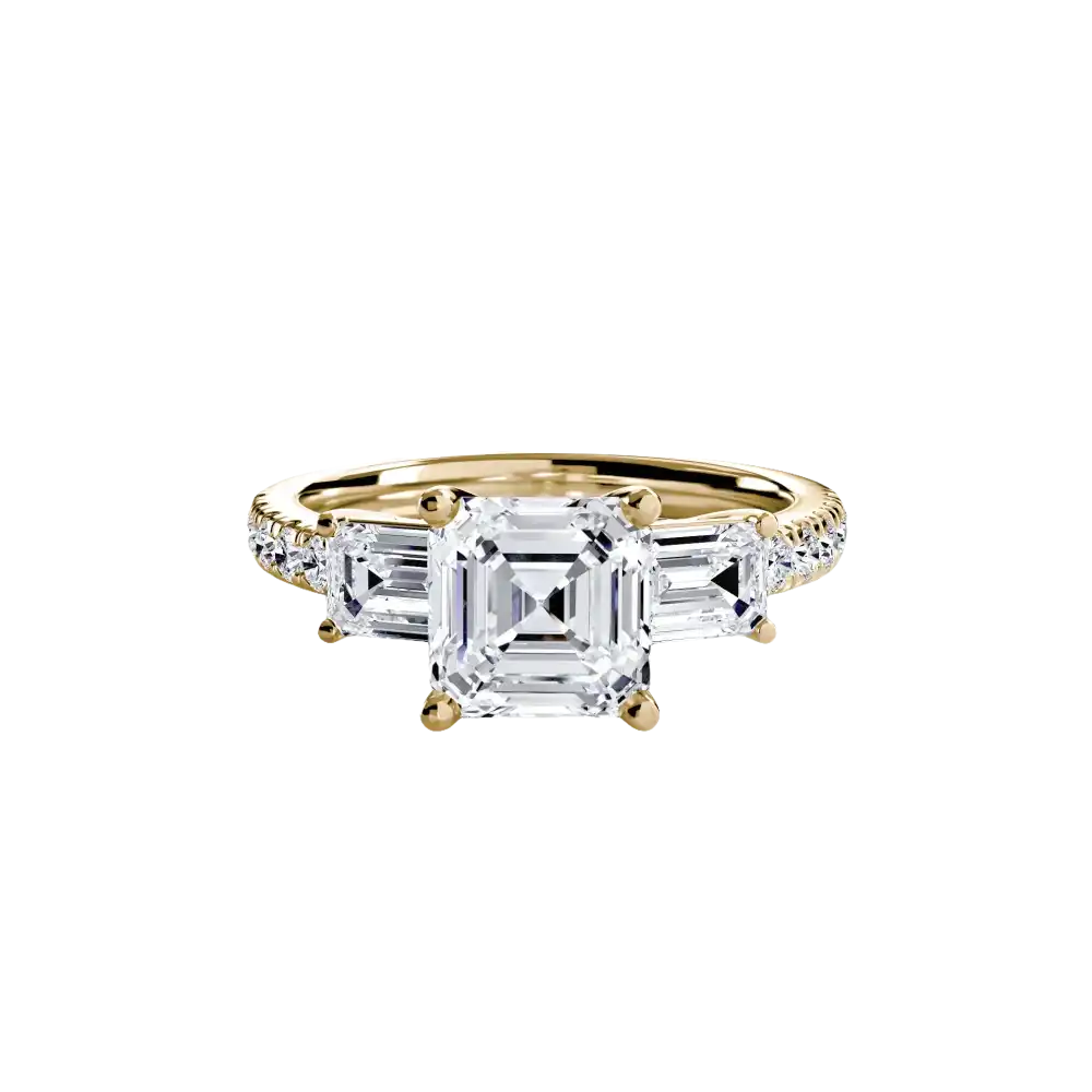 Three-Stone Ring with Pavé Band 4 - setting