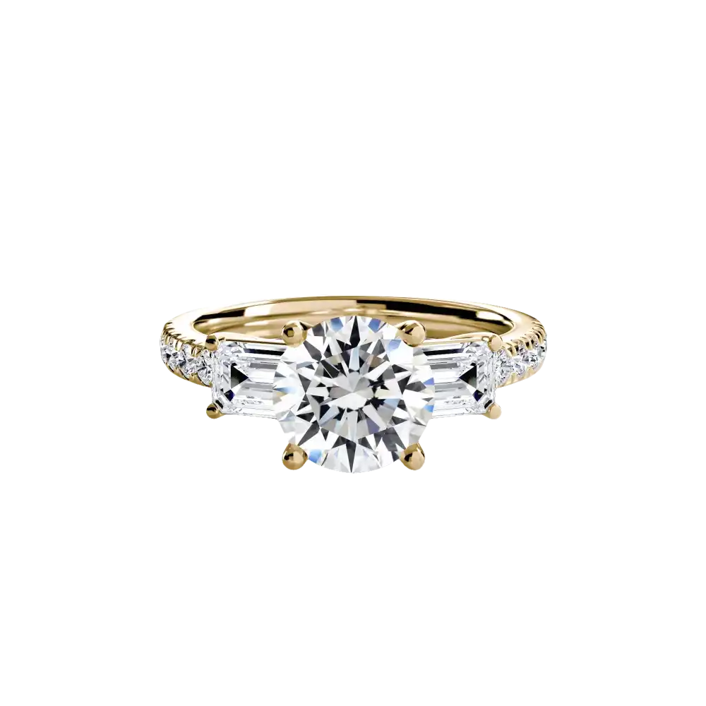Three-Stone Ring with Pavé Band 4 - setting