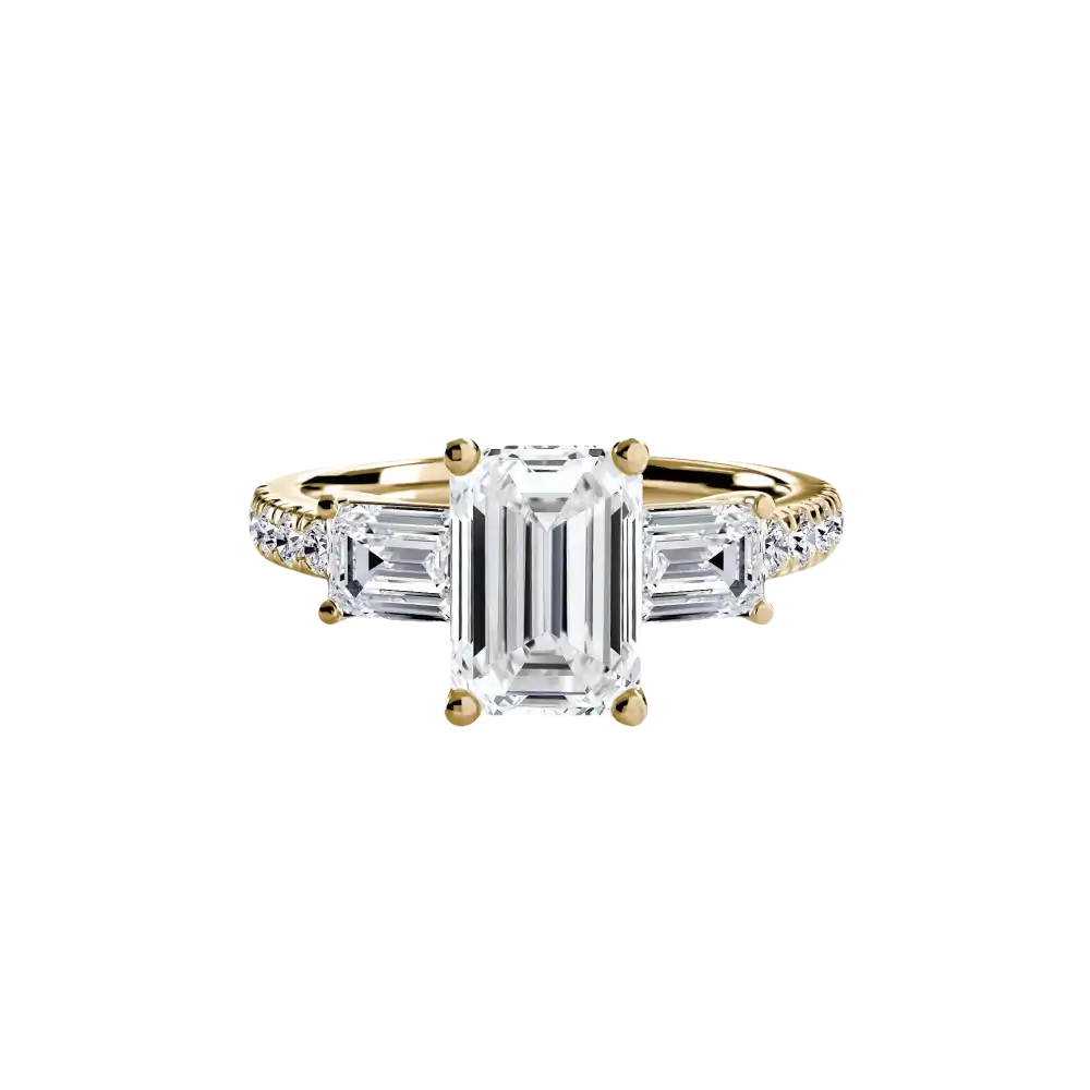 Three-Stone Ring with Pavé Band 4 - setting