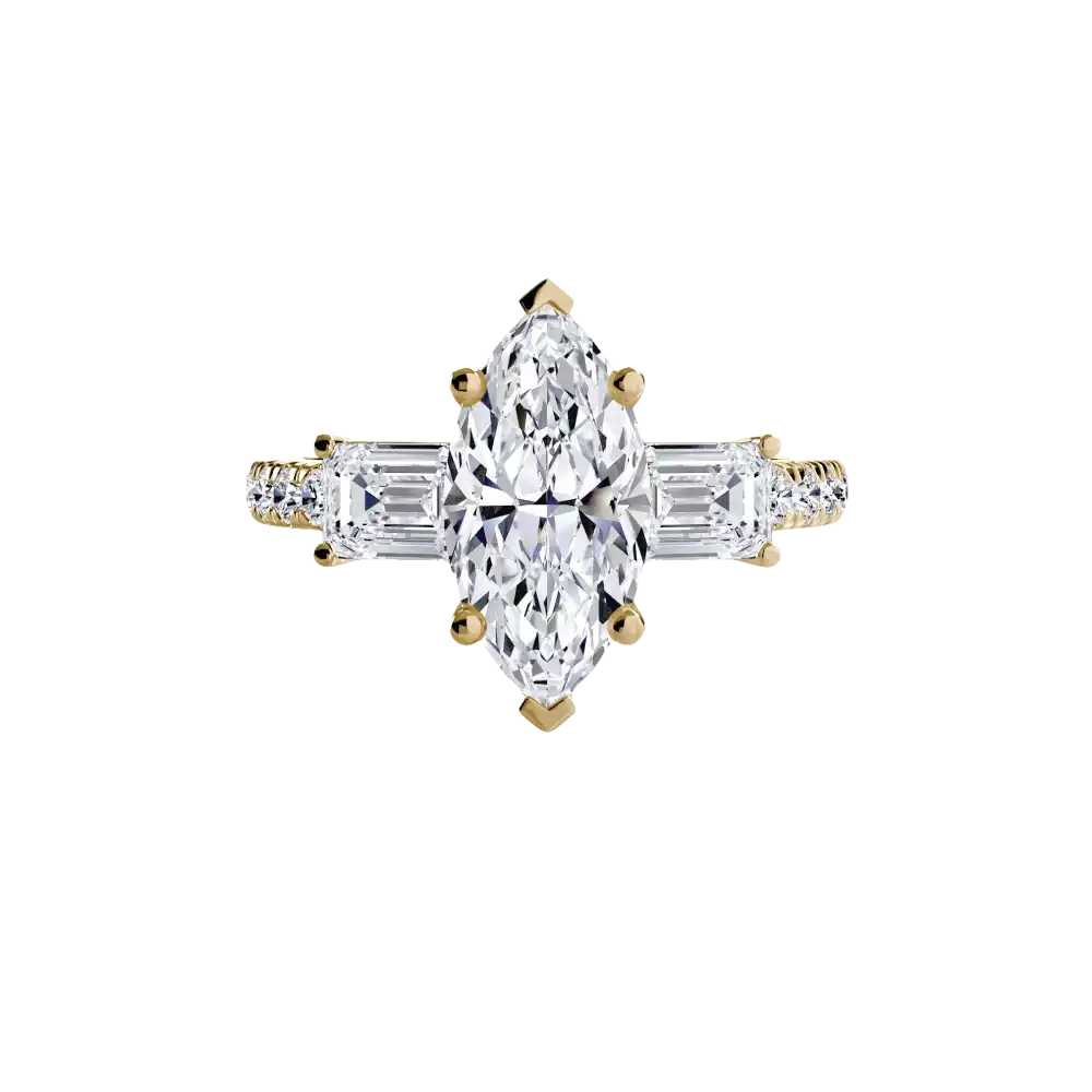 Three-Stone Ring with Pavé Band 4 - setting