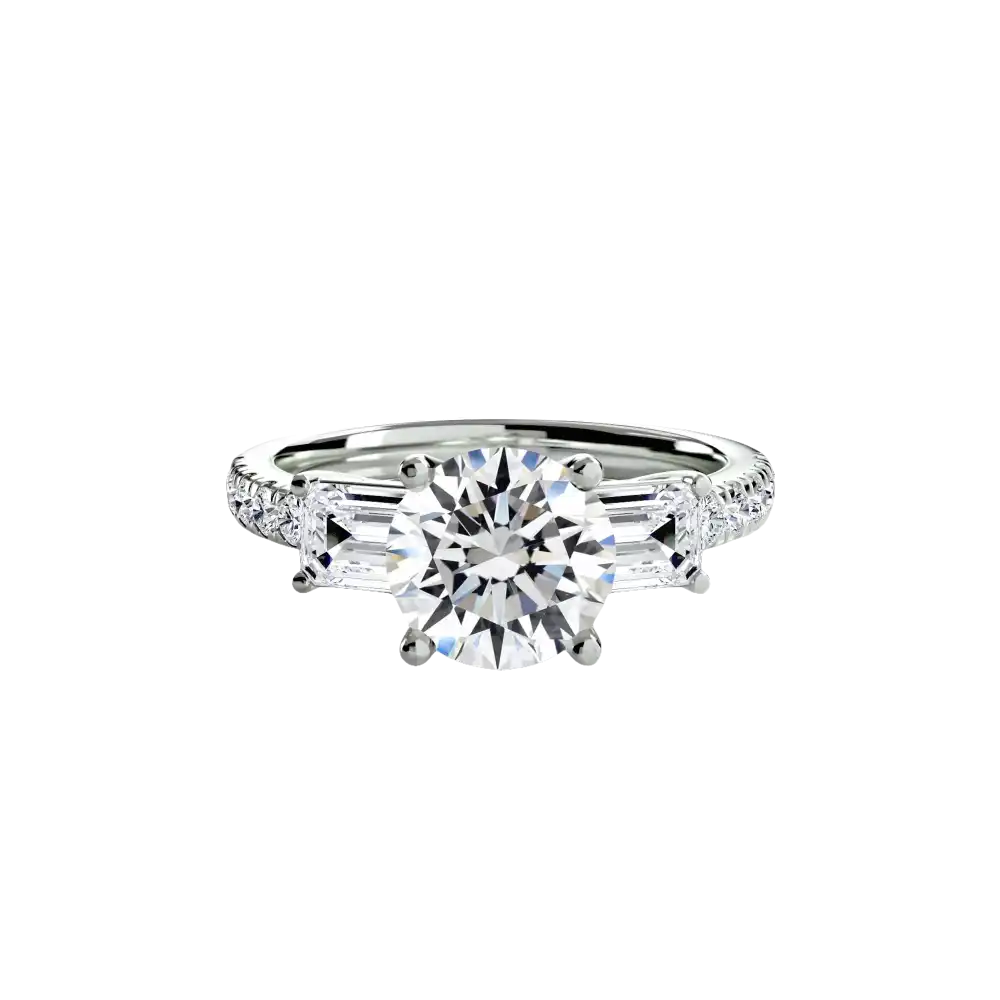 Three-Stone Ring with Pavé Band 4 - setting