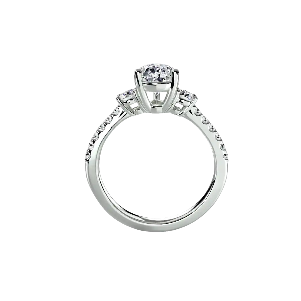 Three-Stone Ring with Pavé Band 5 - setting