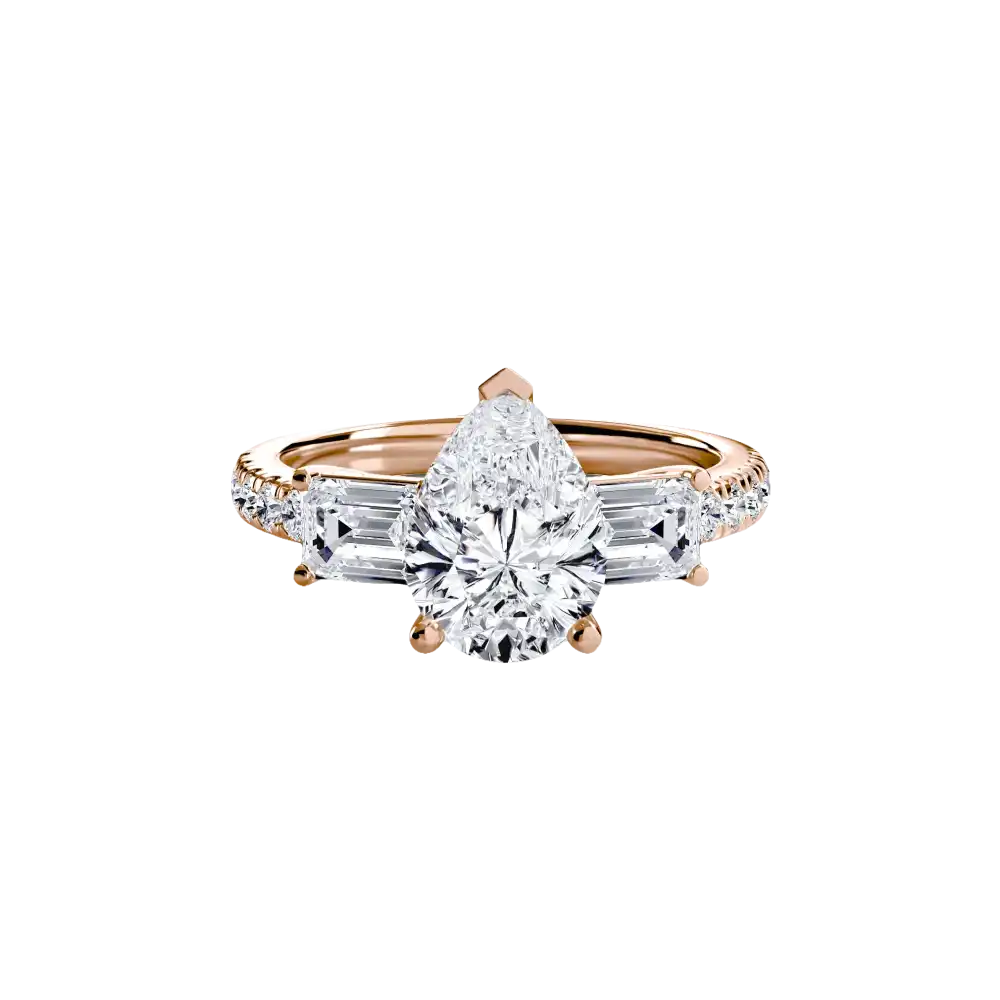 Three-Stone Ring with Pavé Band 4 - setting