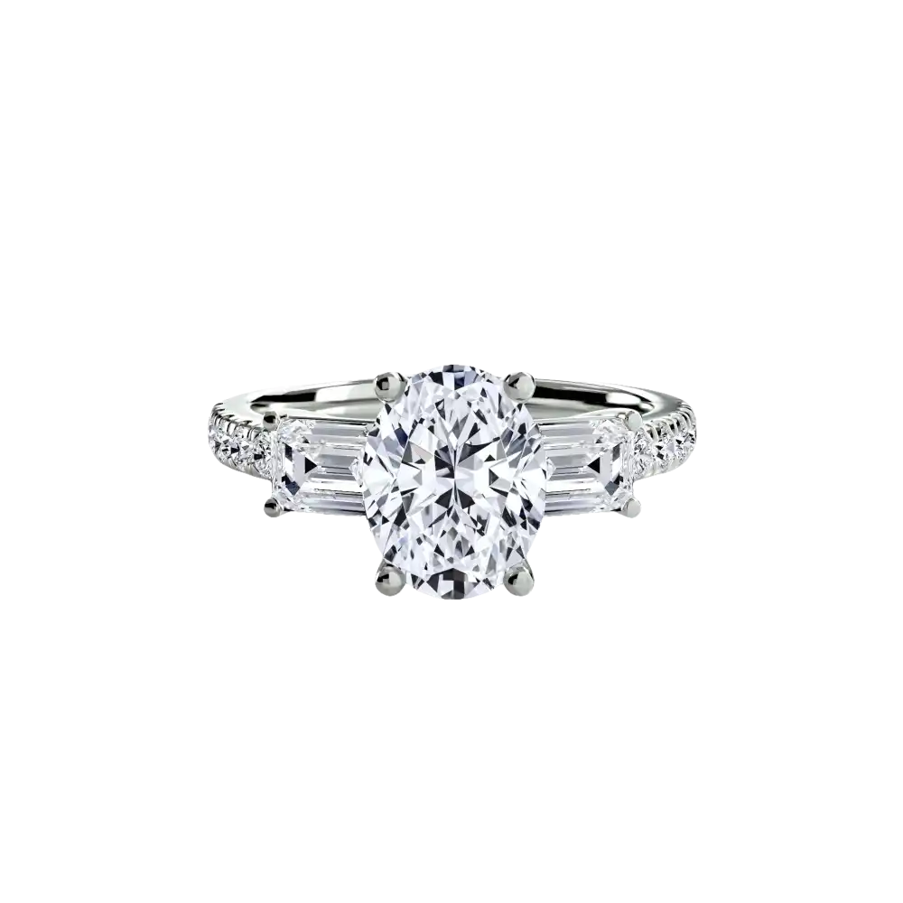 Three-Stone Ring with Pavé Band 4 - setting