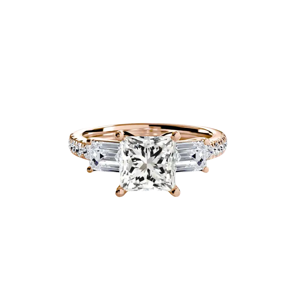 Three-Stone Ring with Pavé Band 4 - setting