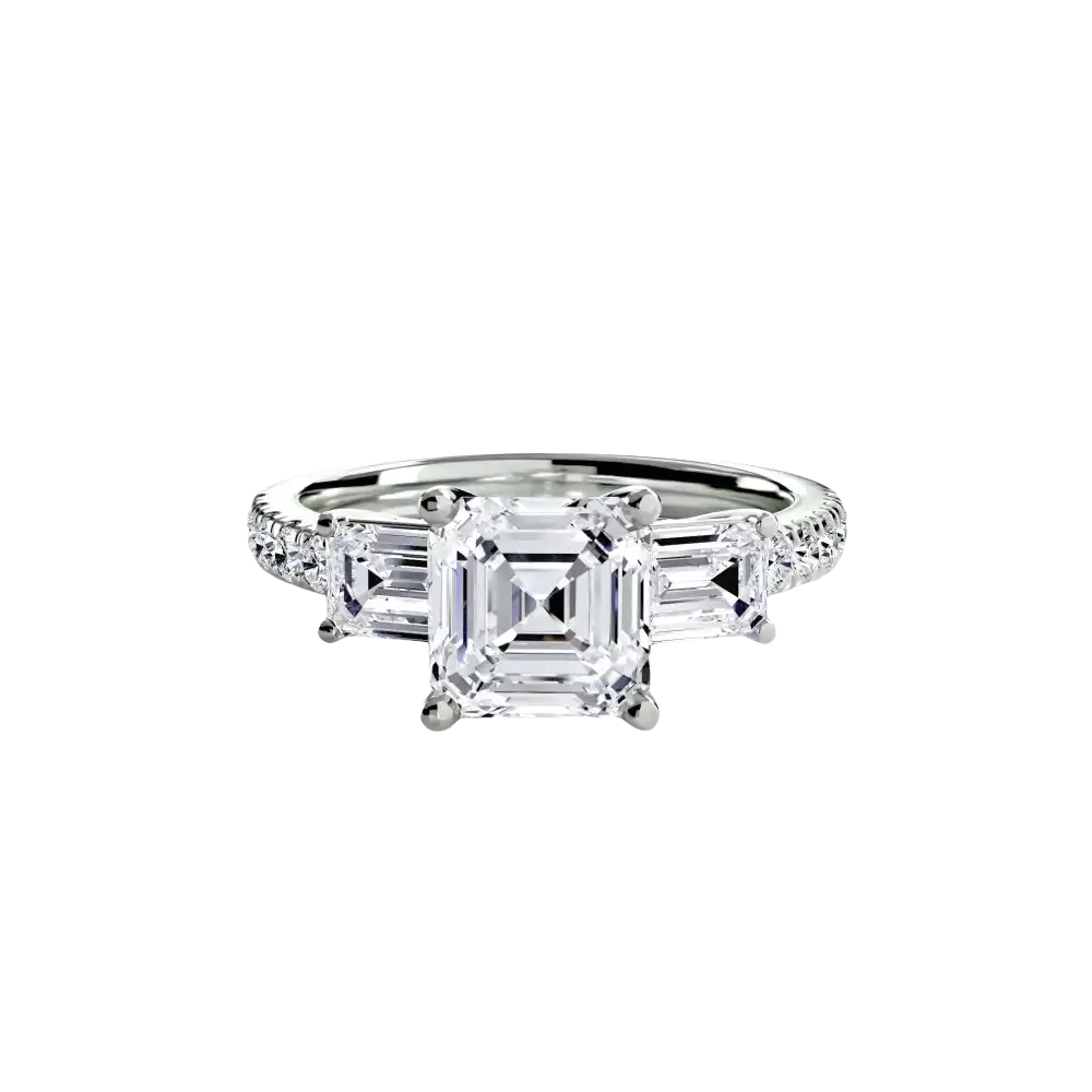 Three-Stone Ring with Pavé Band 4 - setting