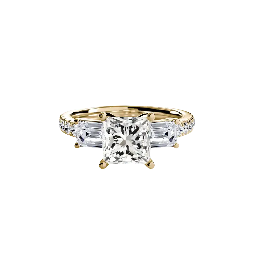 Three-Stone Ring with Pavé Band 4 - setting