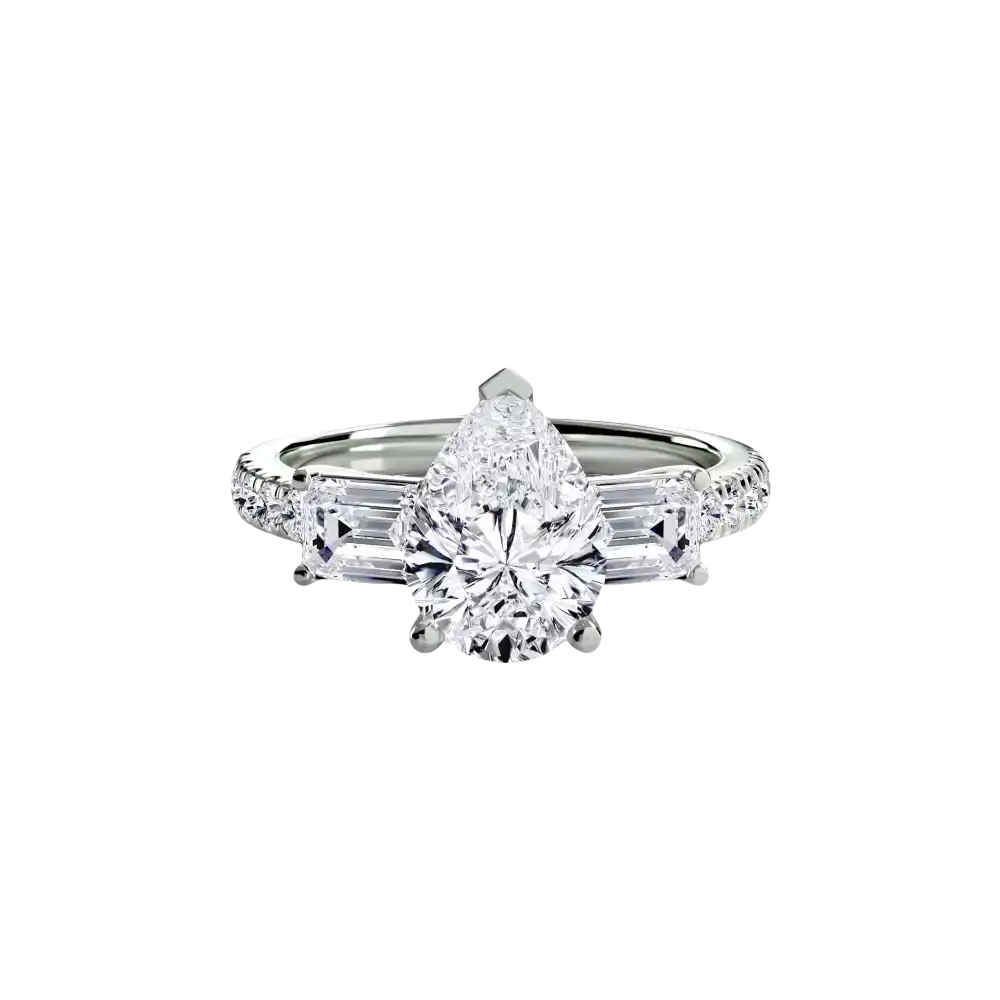 Three-Stone Ring with Pavé Band 4 - setting