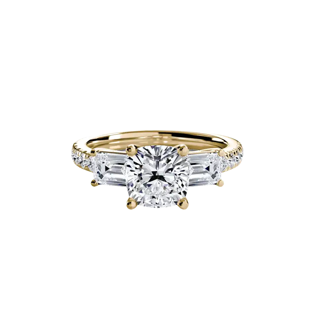 Three-Stone Ring with Pavé Band 4 - setting