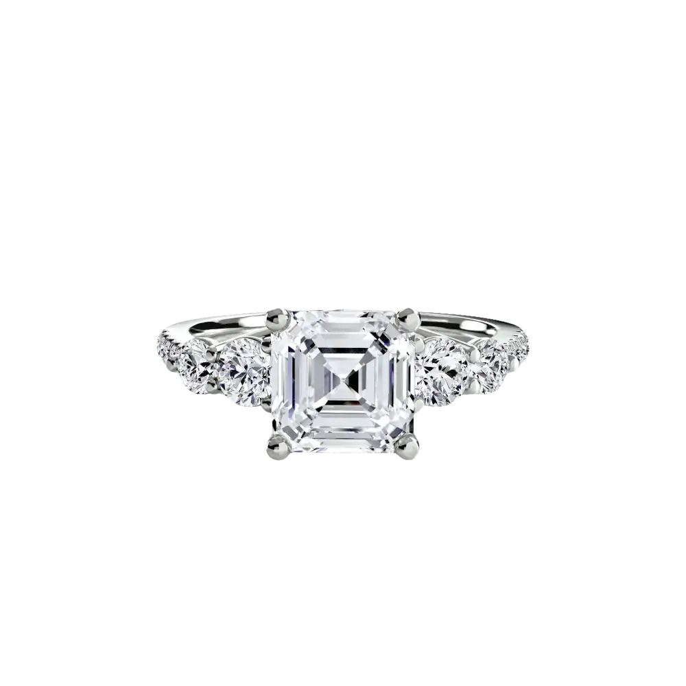 Five Stone Ring with Pavé Band - setting