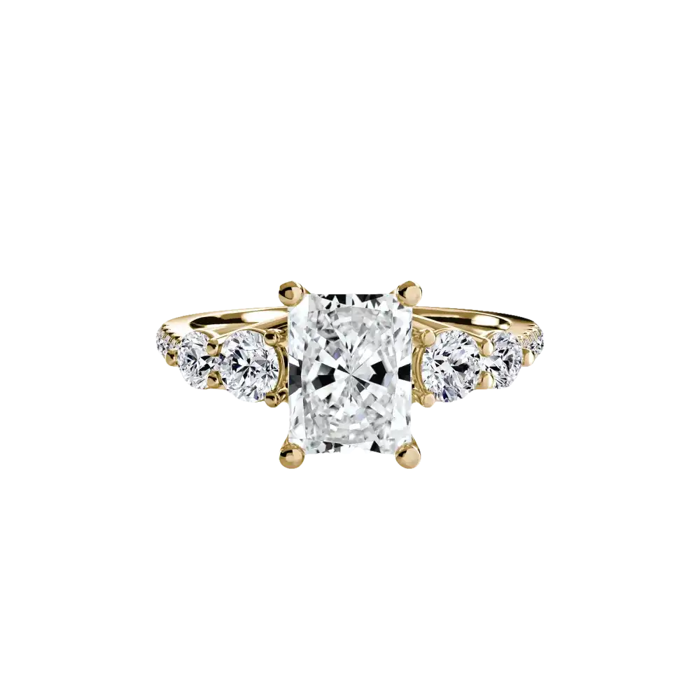Five Stone Ring with Pavé Band - setting