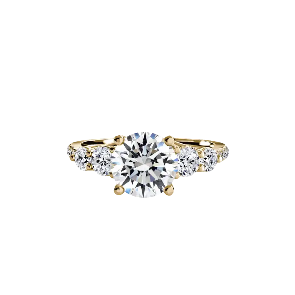 Five Stone Ring with Pavé Band - setting