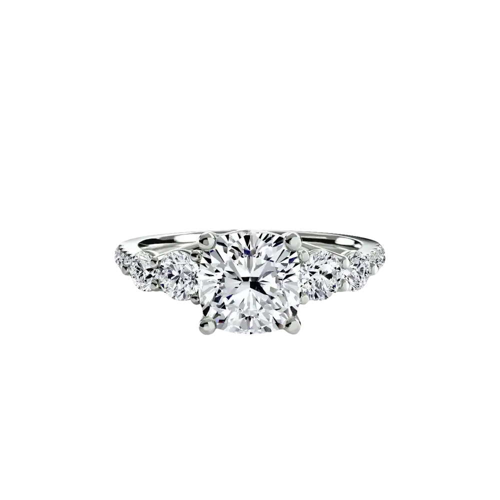 Five Stone Ring with Pavé Band - setting