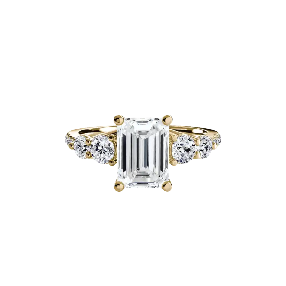 Five Stone Ring with Pavé Band - setting