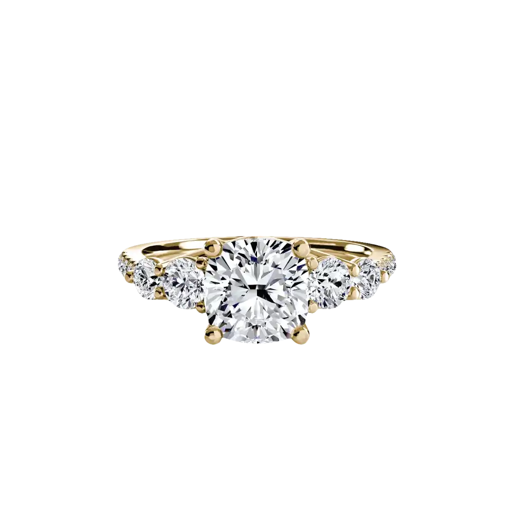 Five Stone Ring with Pavé Band - setting