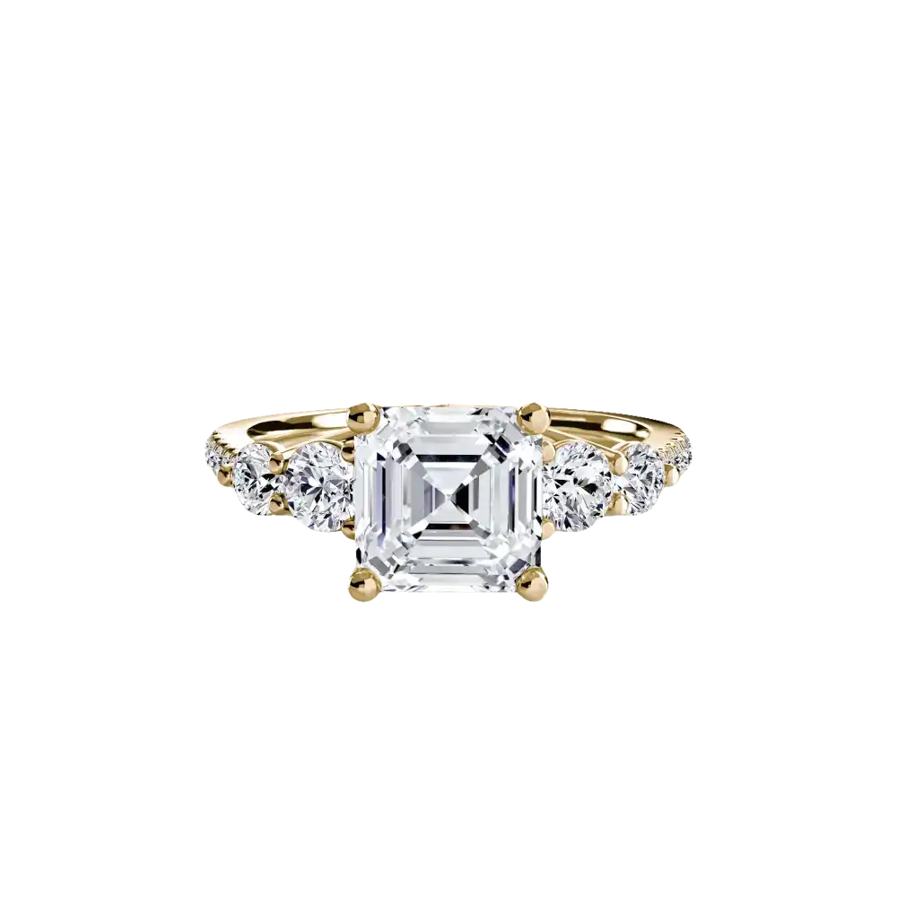 Five Stone Ring with Pavé Band - setting