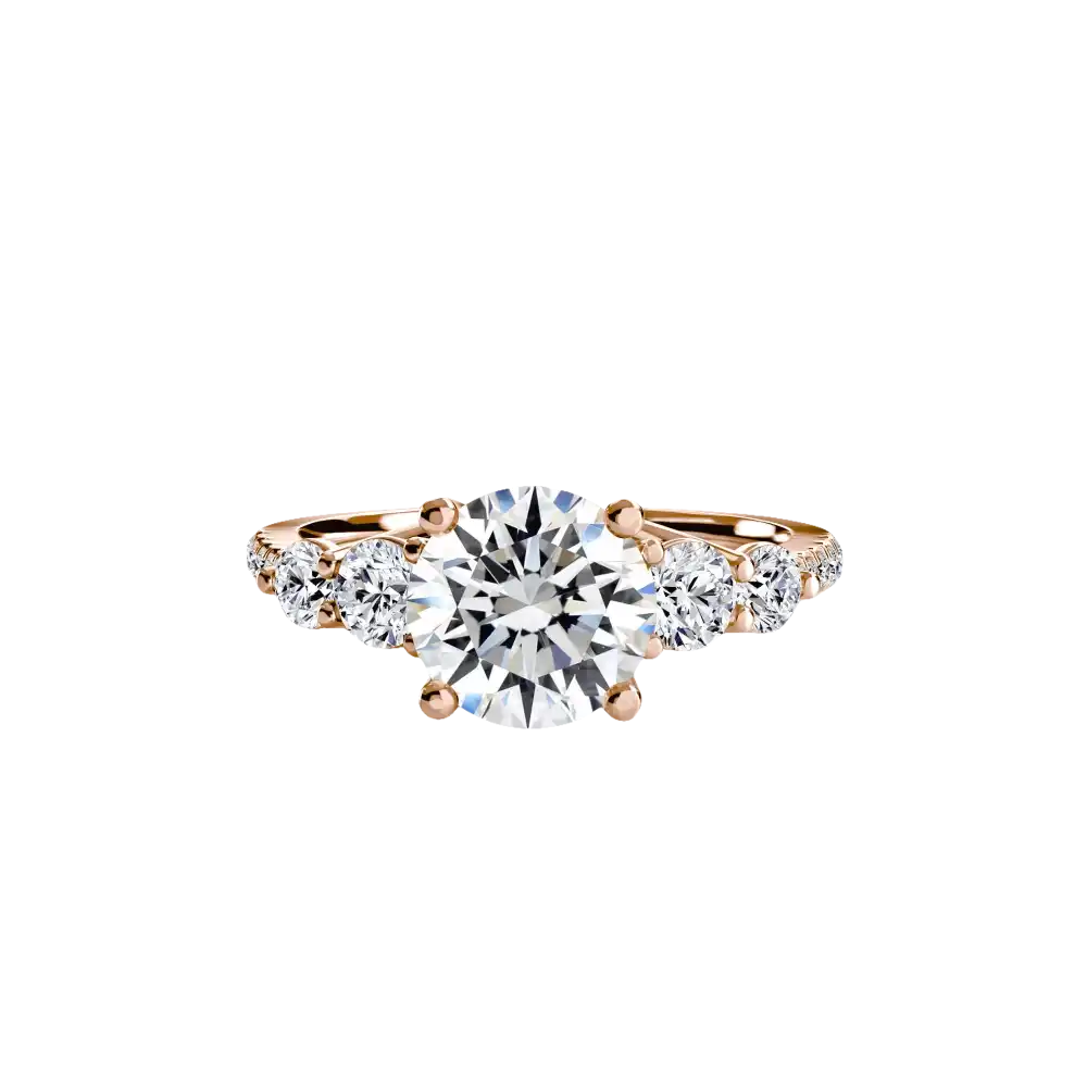Five Stone Ring with Pavé Band - setting